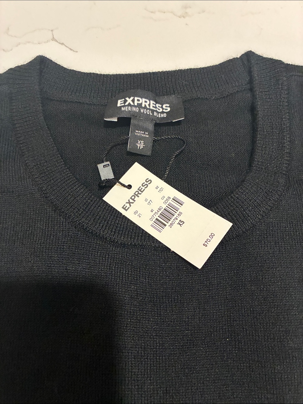 Express Black Crewneck Sweater - Merino Wool Blend
